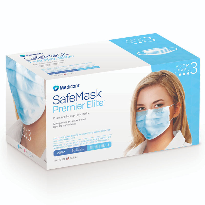 Medicom Level 3 SafeMask® Premier Elite™ Earloop Mask - 50/Box - 2042